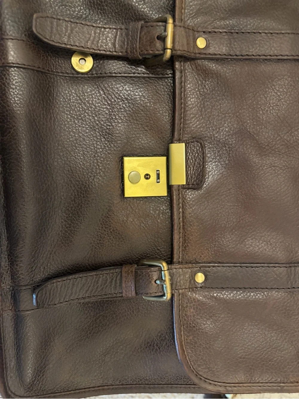 McCarren & Sons Men's Brown Leather Messenger Bag with Shoulder Strap